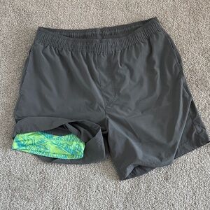 Chubbies Gray Athletic Shorts with Green Accents